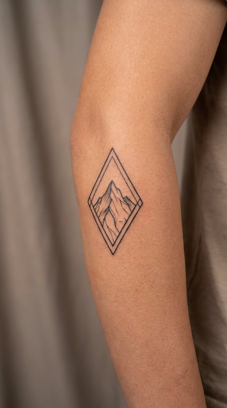 Mountain Peak Inside a Geometric Diamond