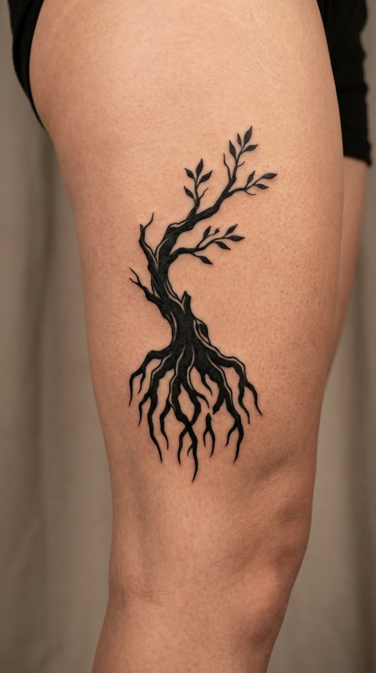 Blackwork Tree With One Empty Branch