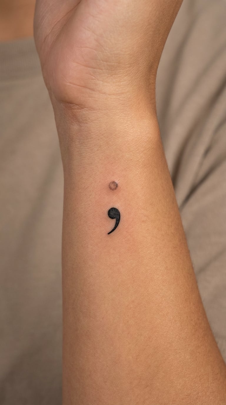 Fine-Line Semicolon With a Rising Dot