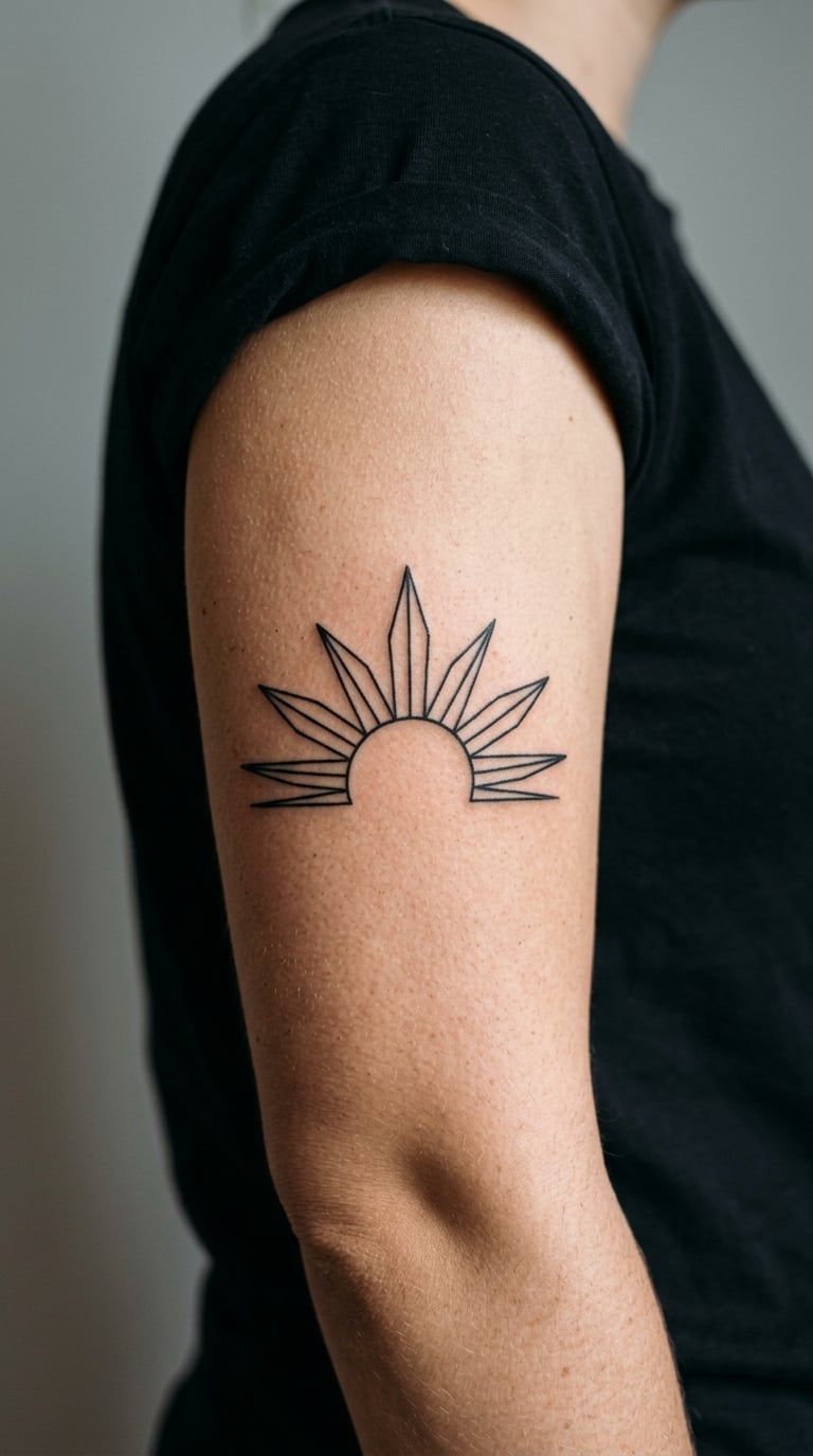 Minimal Blackwork Sunrise