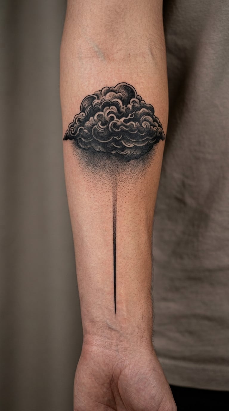 Blackwork Storm Cloud With a Clear Line