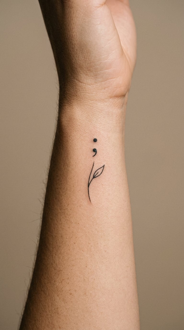 Semicolon Over a Stem on the Wrist