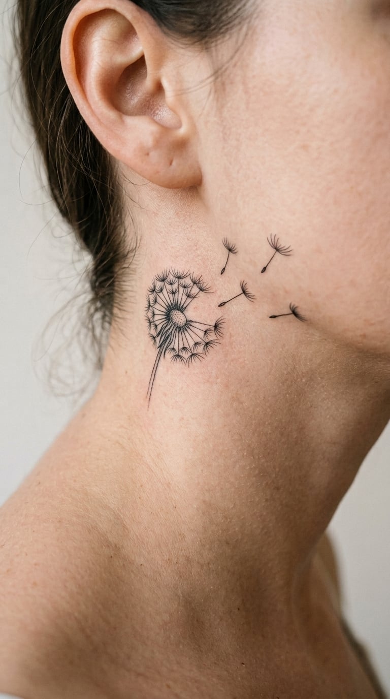 Dandelion Seed Head on the Ankle or Behind the Ear