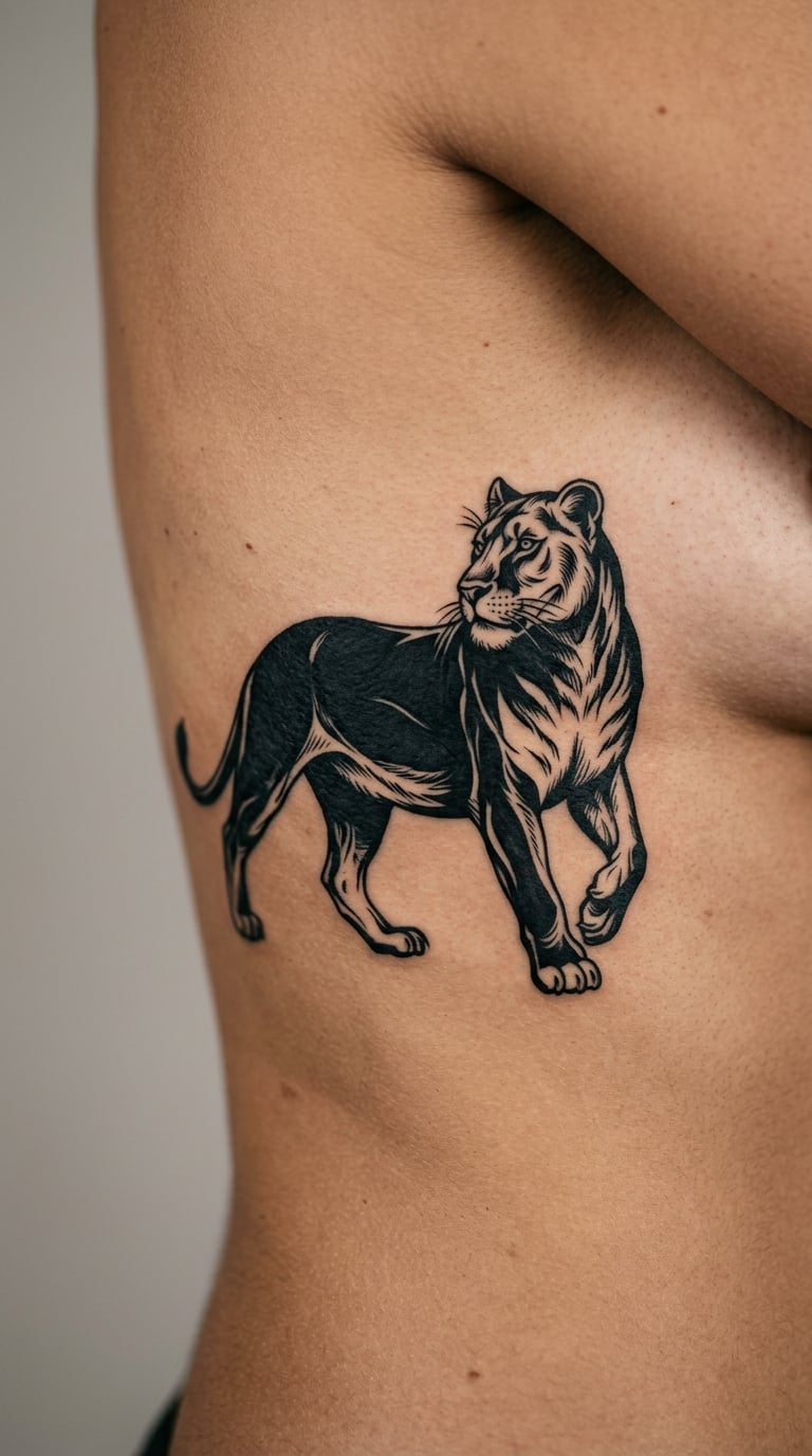 Lioness Walking, Not Looking Back, on the Ribs
