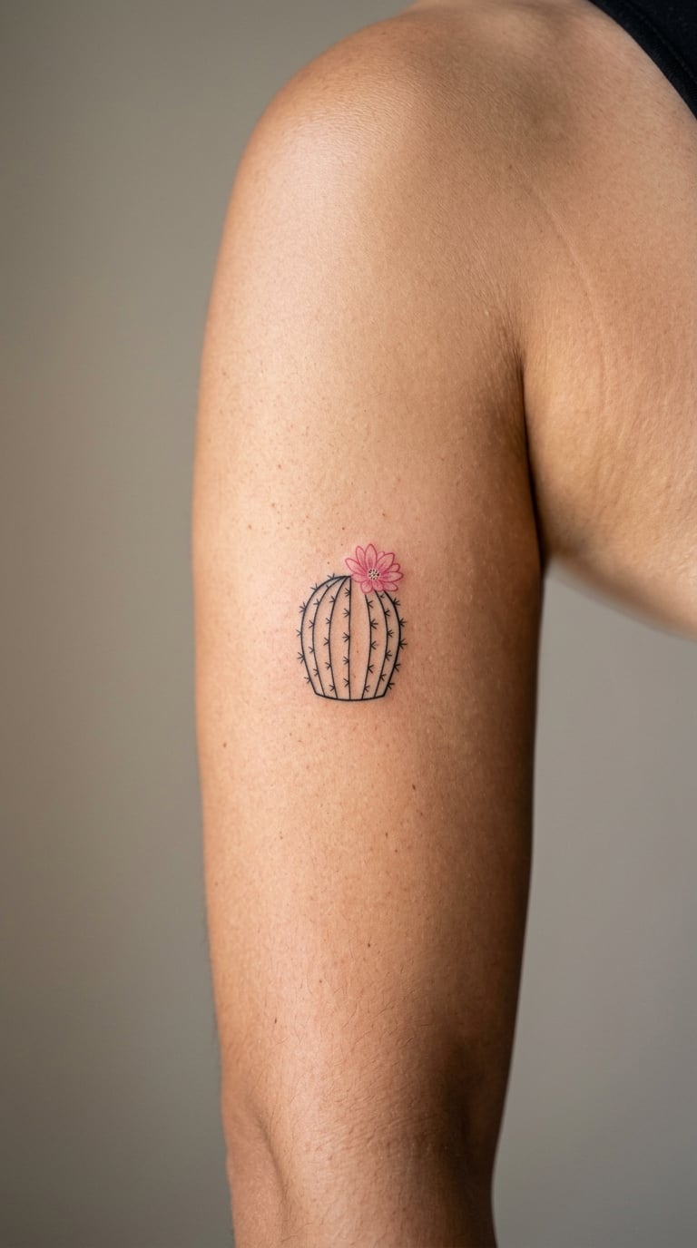 Cactus With a Single Bloom on the Outer Arm