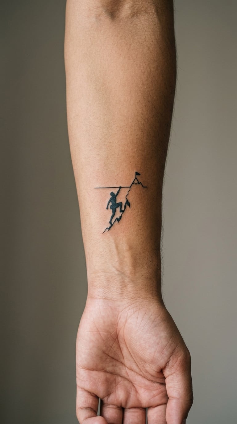 Mountain Climber Reaching the Final Peak