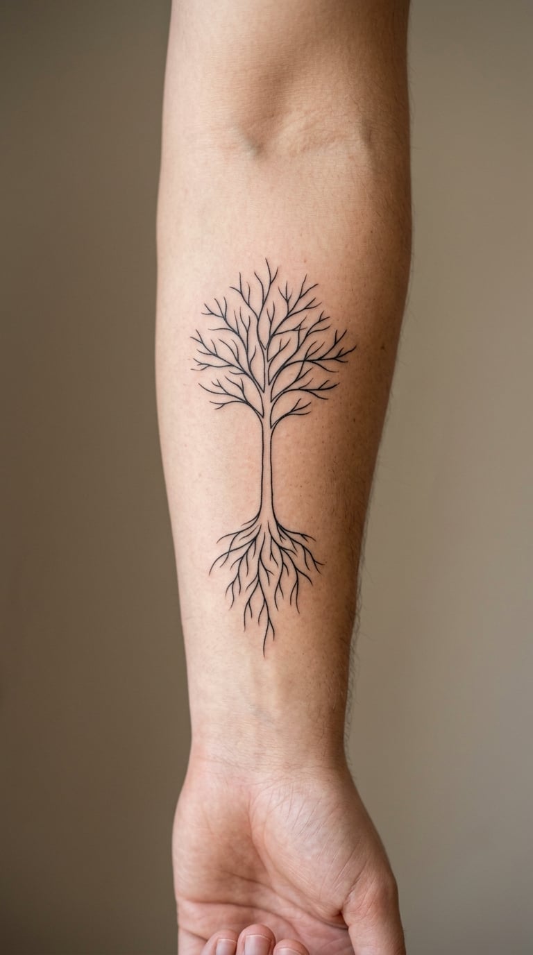 Minimalist Tree of Life on the Forearm