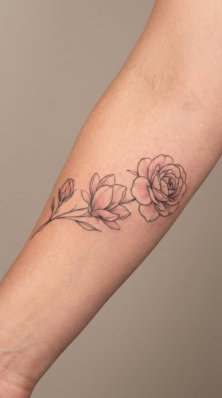 Three Stages of a Blooming Flower