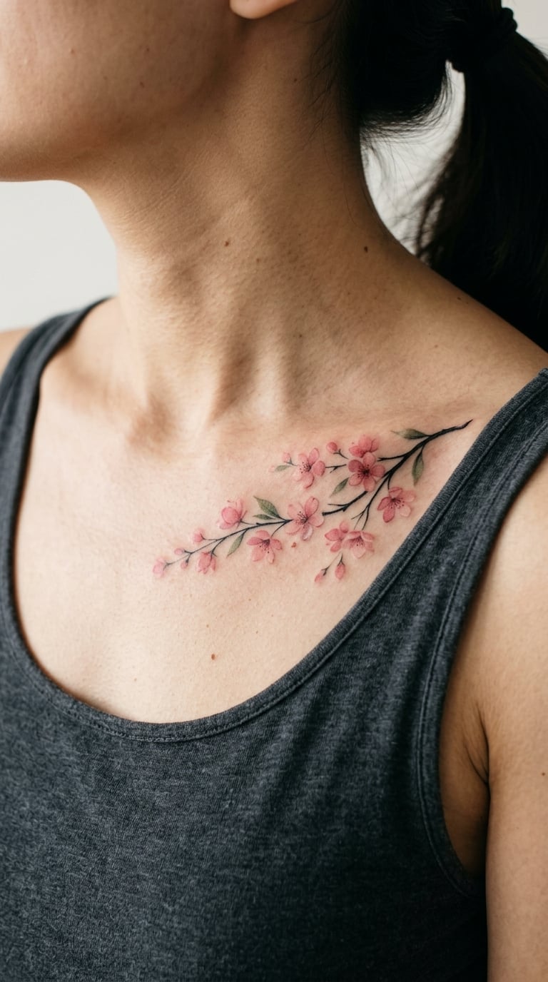 Watercolor Cherry Blossom Branch