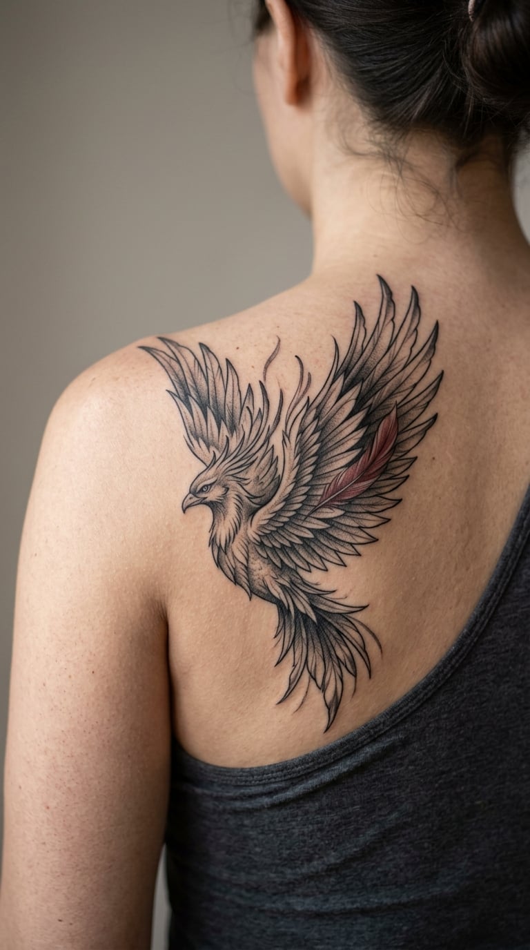 Phoenix Rising in Black and Grey