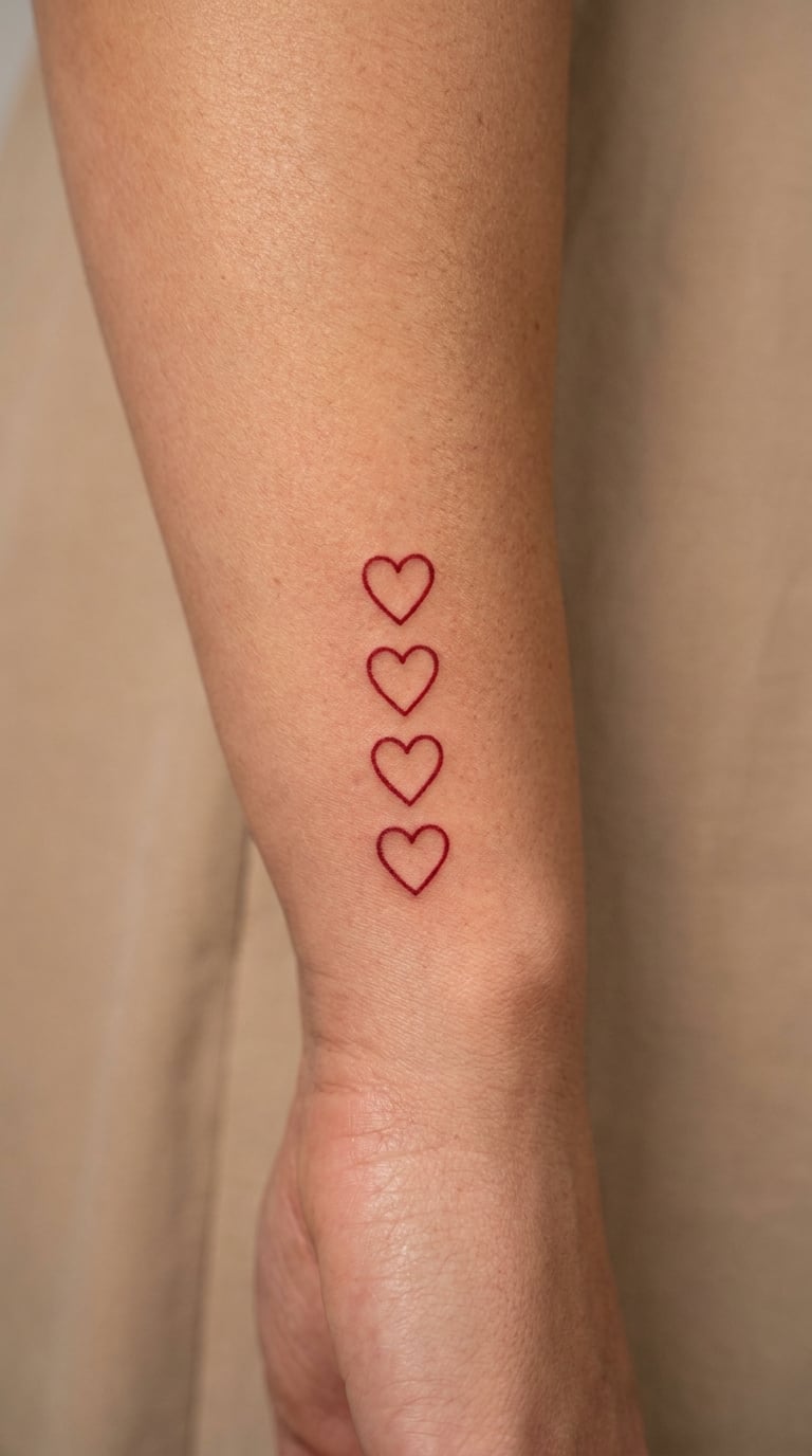 Four Small Heart Outlines