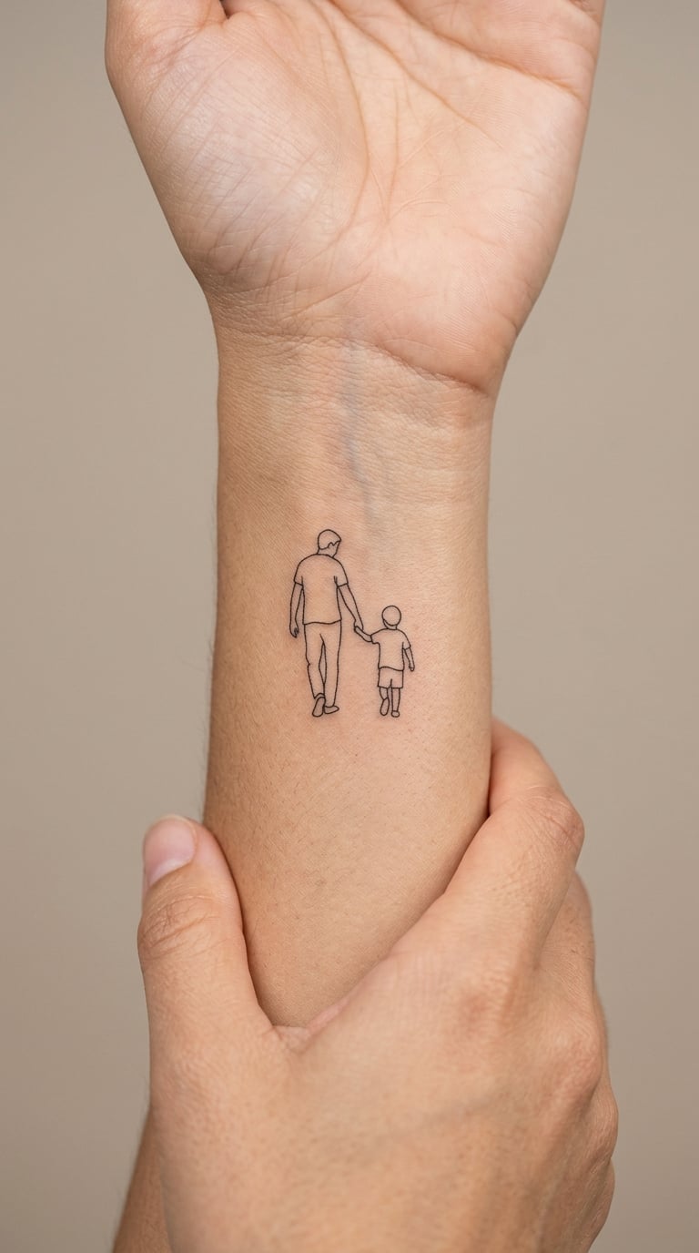 Parent and Child Handholding Silhouette