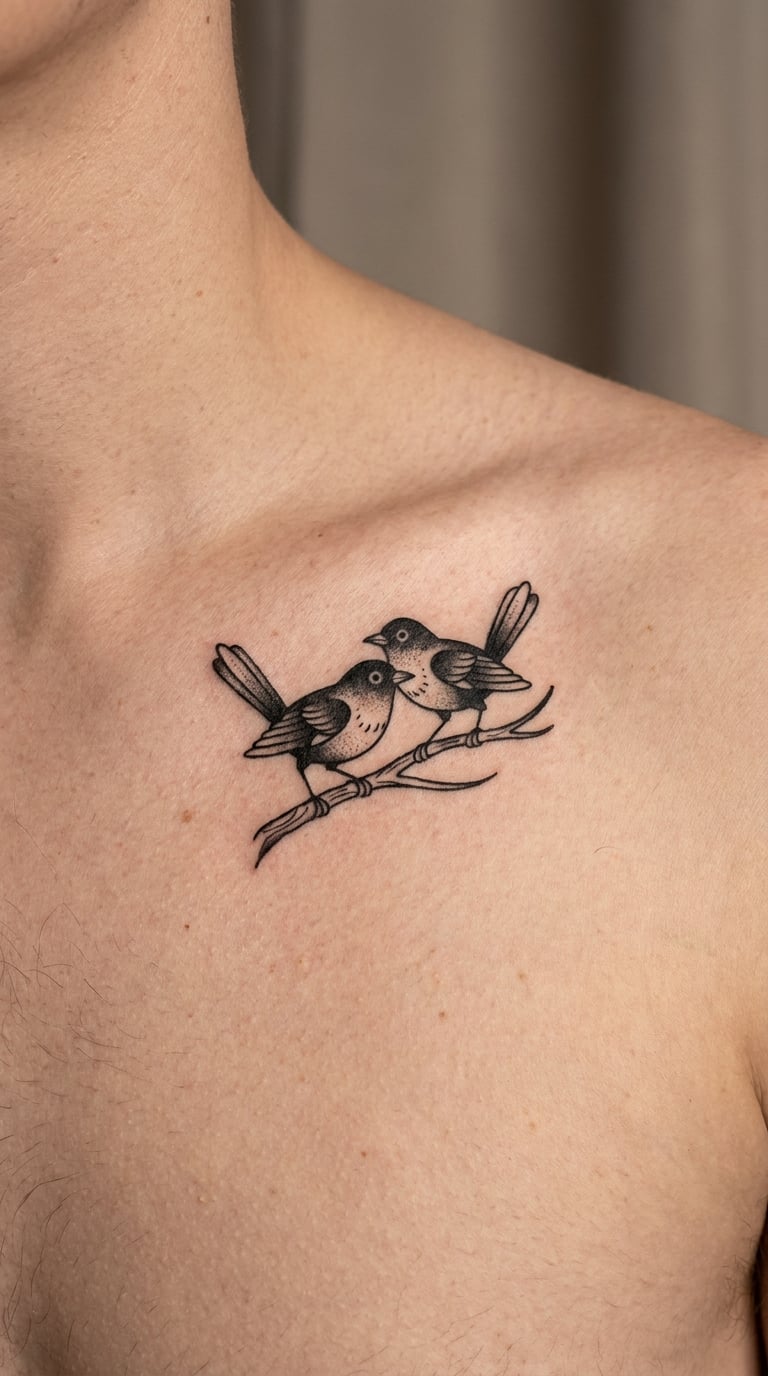 Two Birds Sharing a Branch