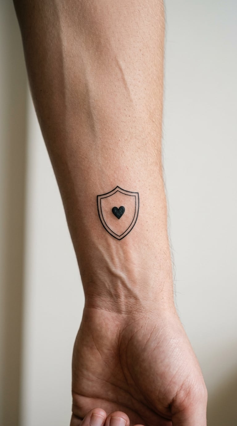 Fine-Line Shield with a Heart Detail