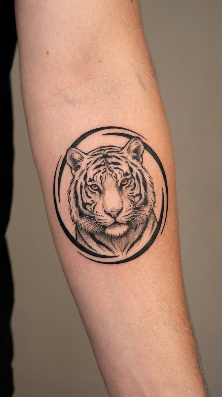 White Tiger in a Protective Circle