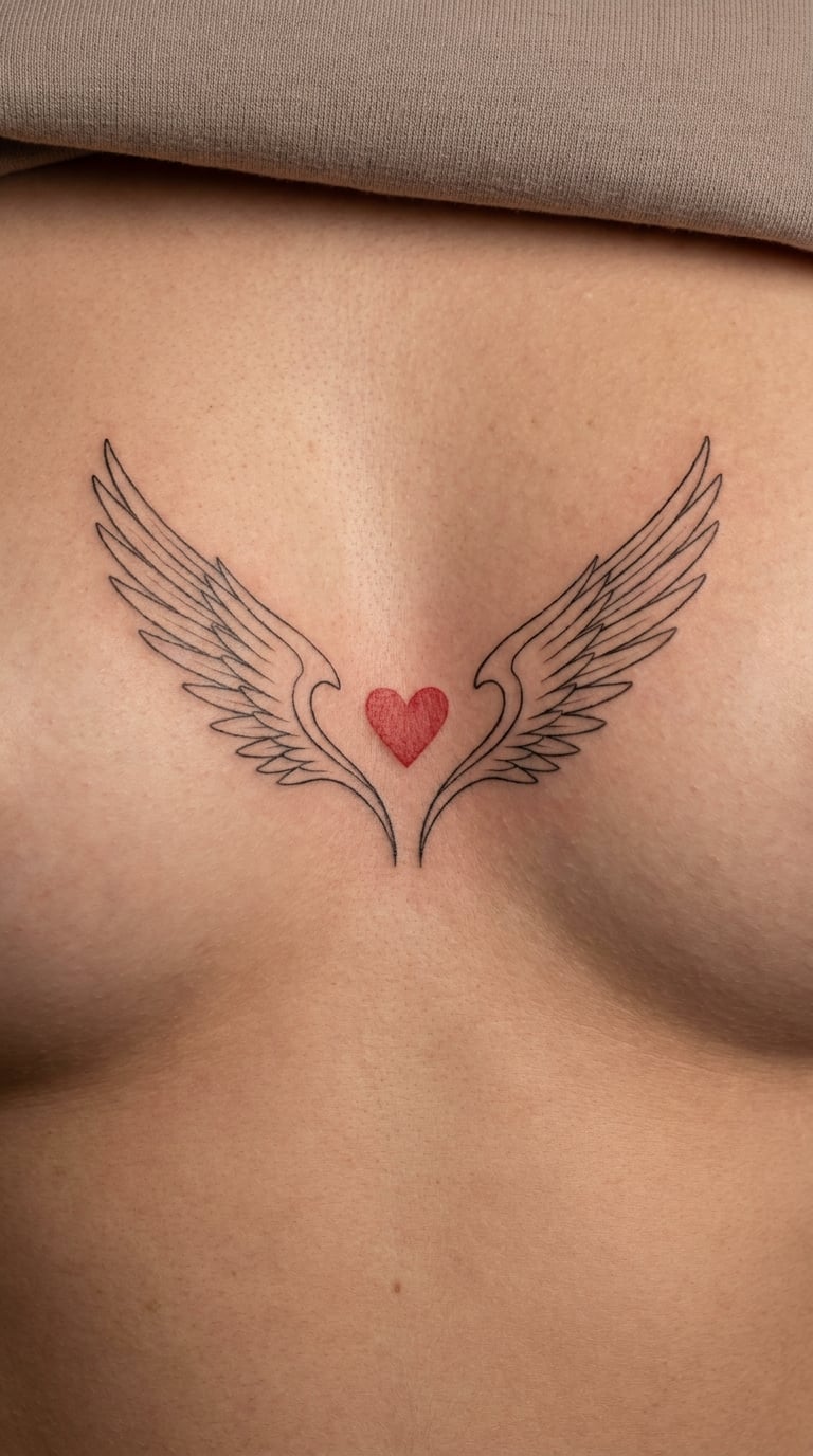Open Wings Wrapping a Small Heart