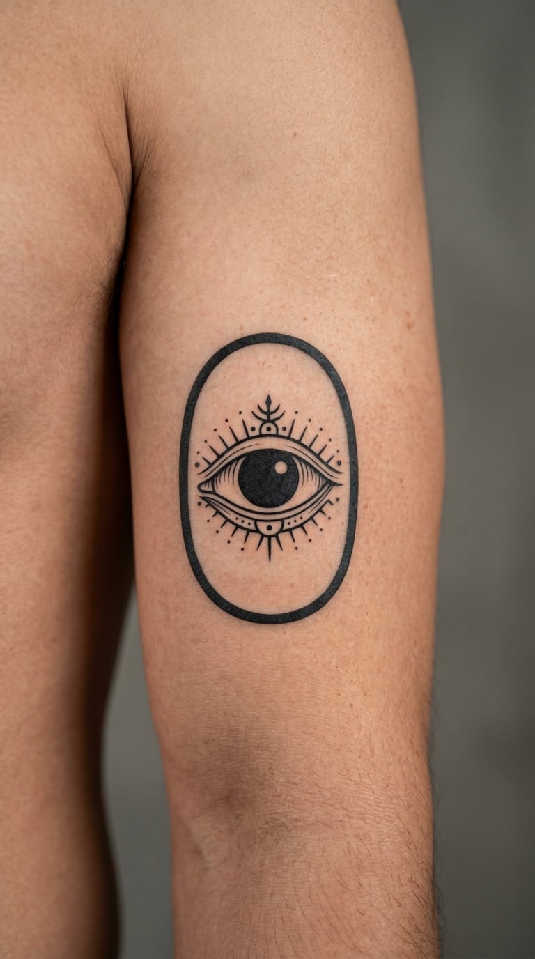 Guardian Eye in a Small Blackwork Oval