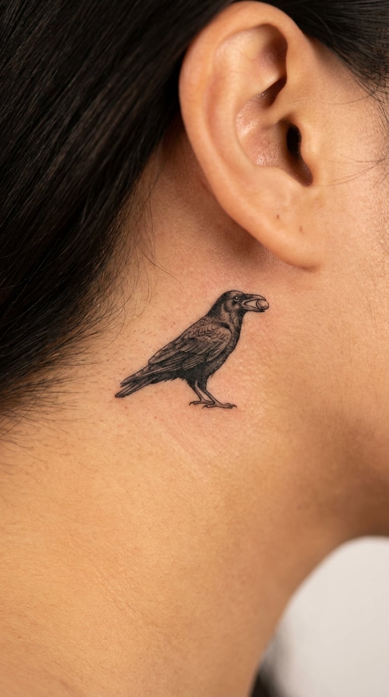 Micro-Realism Crow Holding a Stone