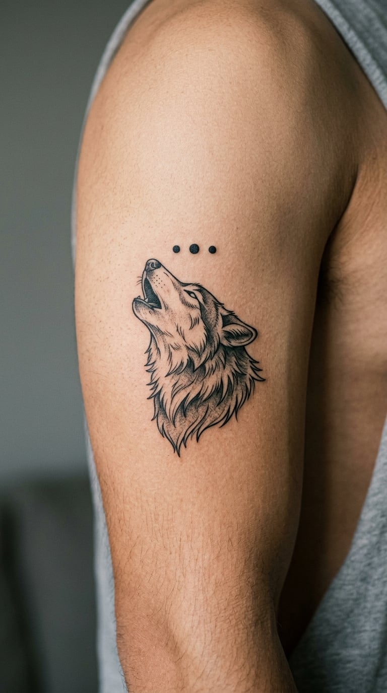 Howling Wolf Beneath Three Dots