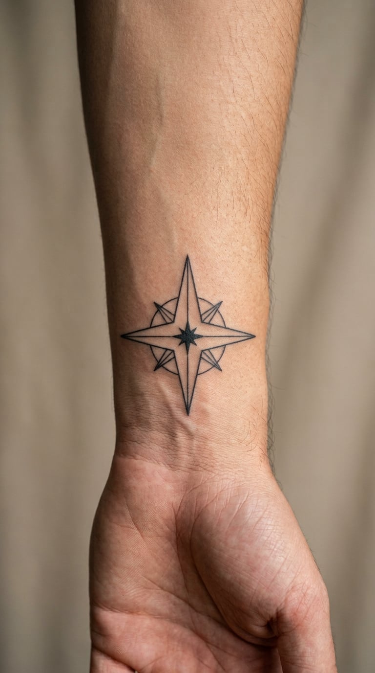 Compass Rose with a North Star