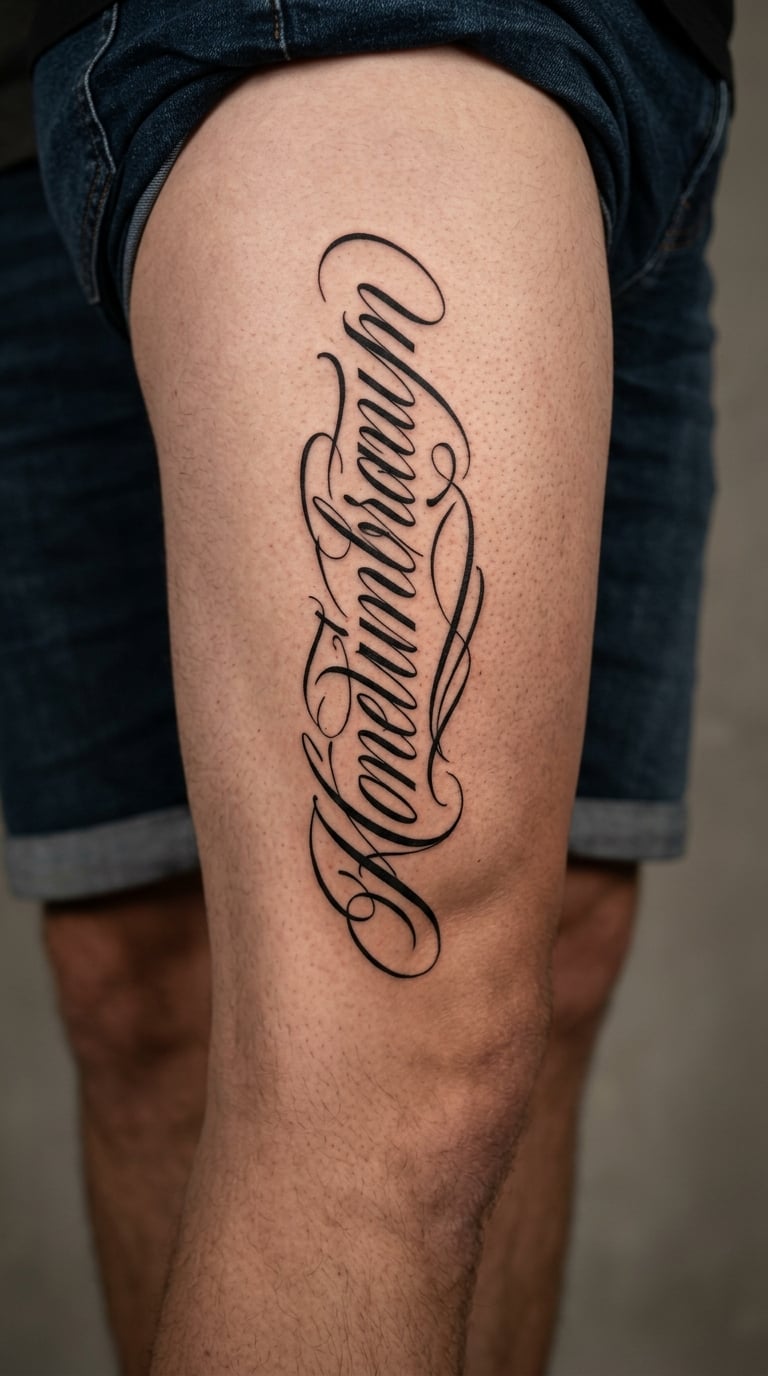 Script Quote Running Down the Outer Thigh