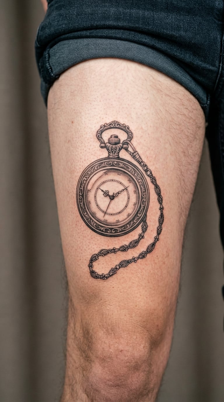 Micro-Realism Pocket Watch and Draping Chain