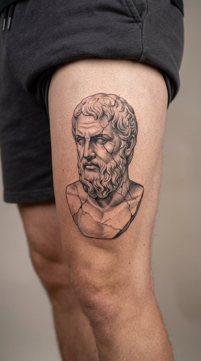 Greek Statue Bust in Black and Grey