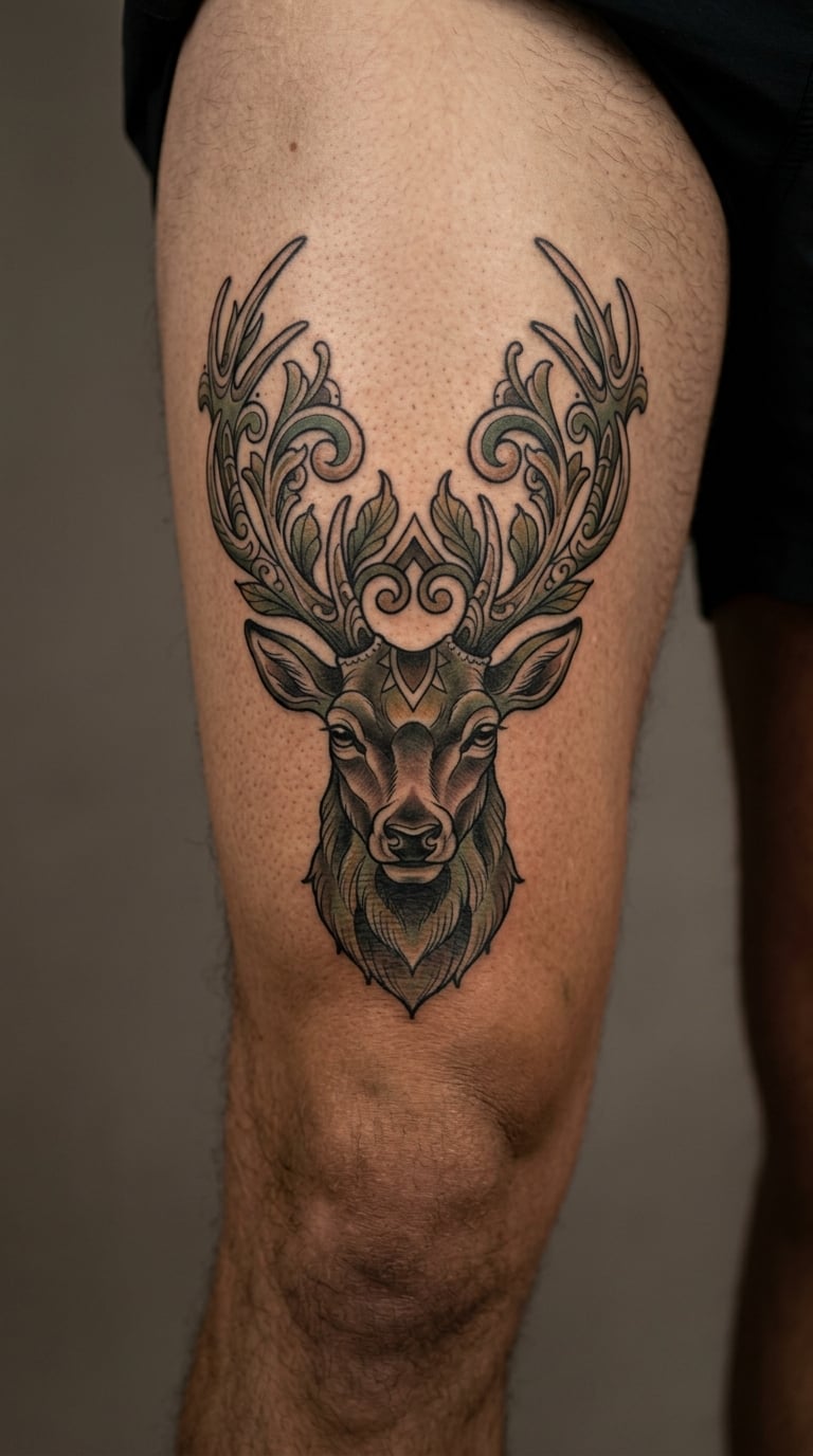 Neo-Traditional Stag With Antler Detail