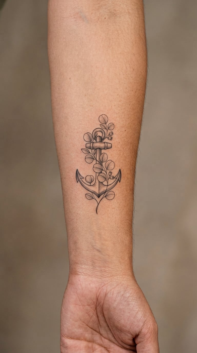 Eucalyptus Anchor on the Inner Forearm