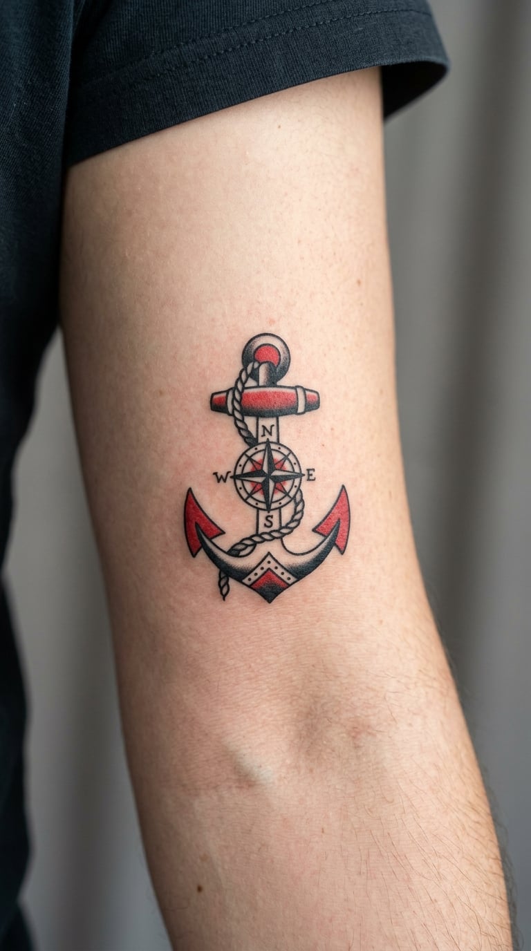 Compass Rose Anchor on the Inner Bicep