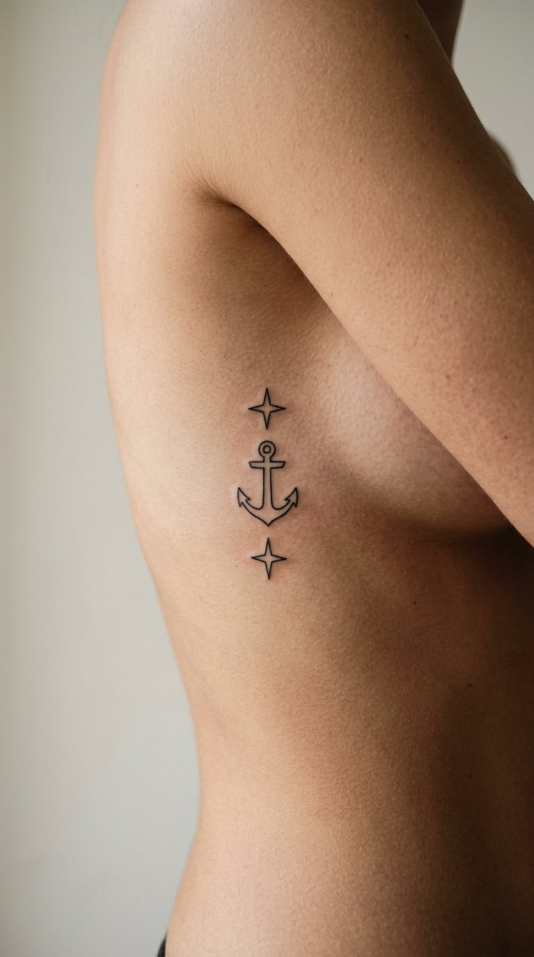 Two Stars Framing a Micro Anchor on the Ribs