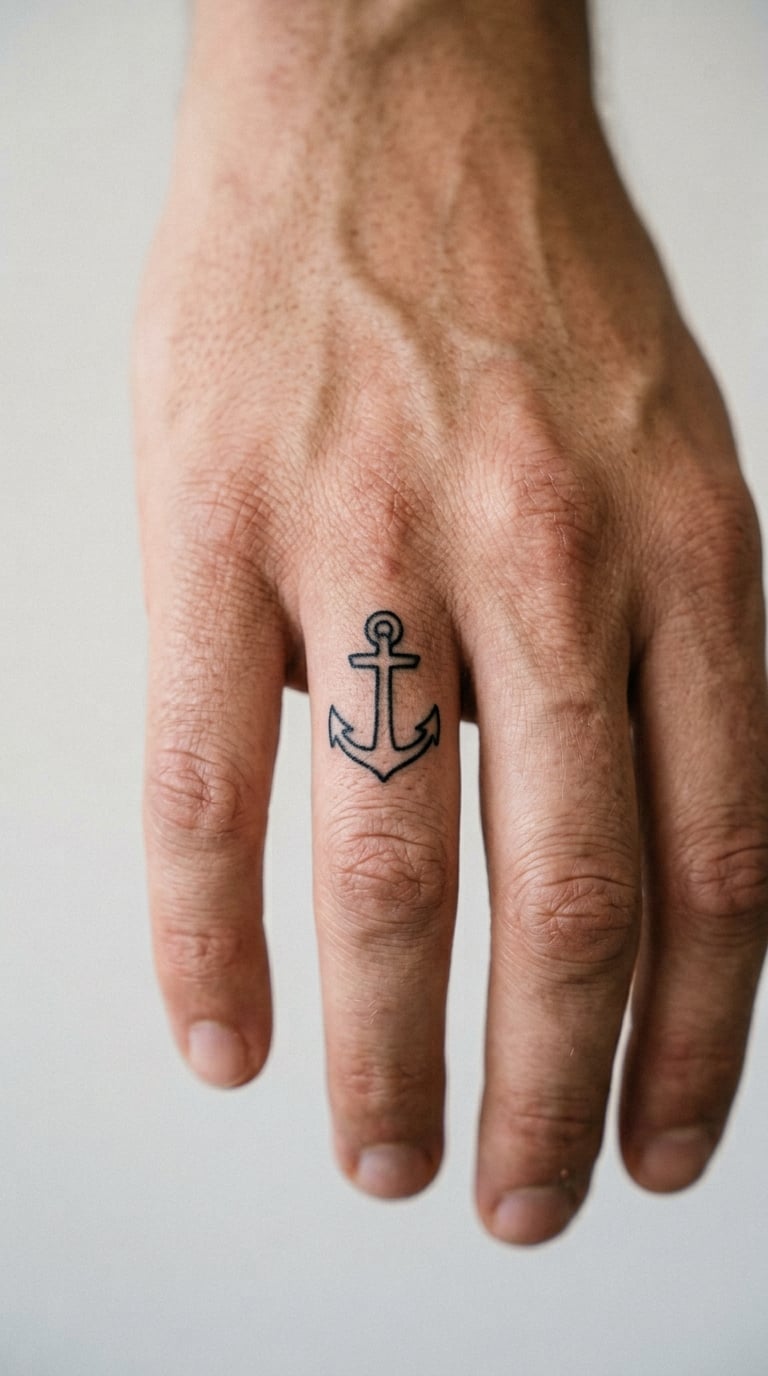 Plain Outline Anchor on the Back of the Hand