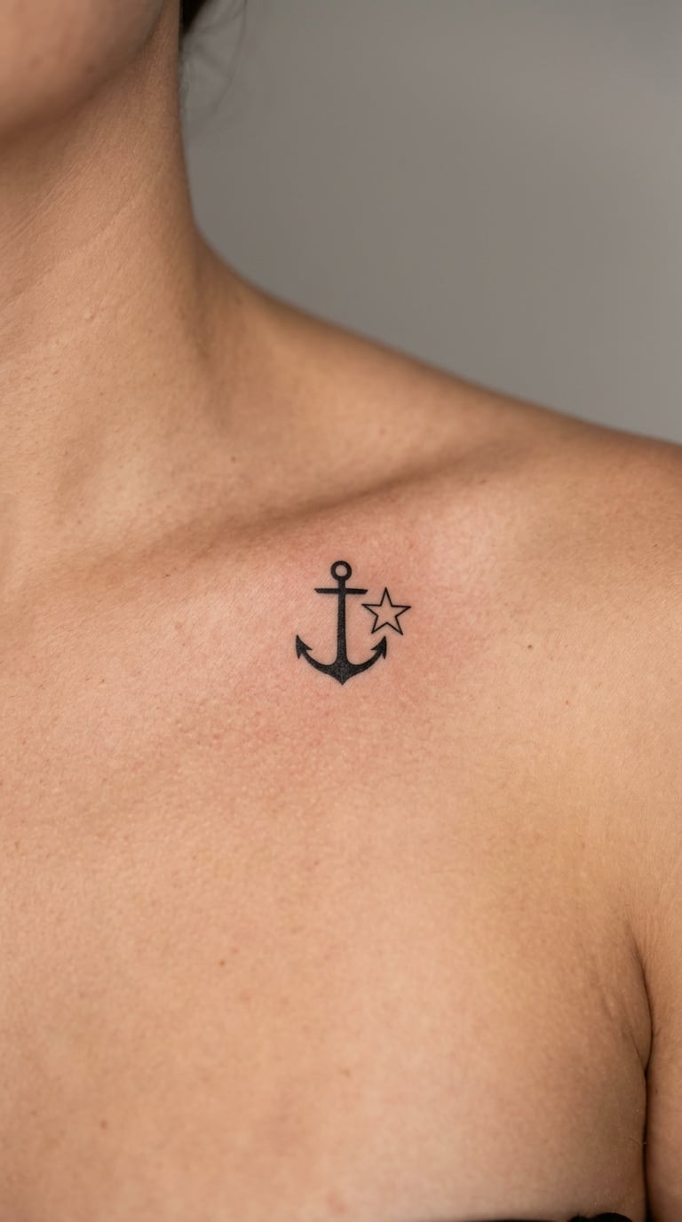 Anchor and Star on the Collarbone