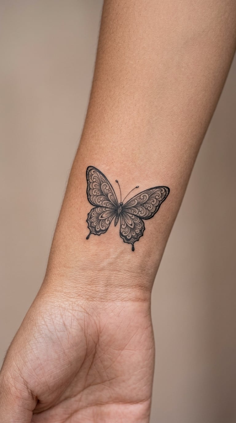 Lace Wing Monochrome Butterfly