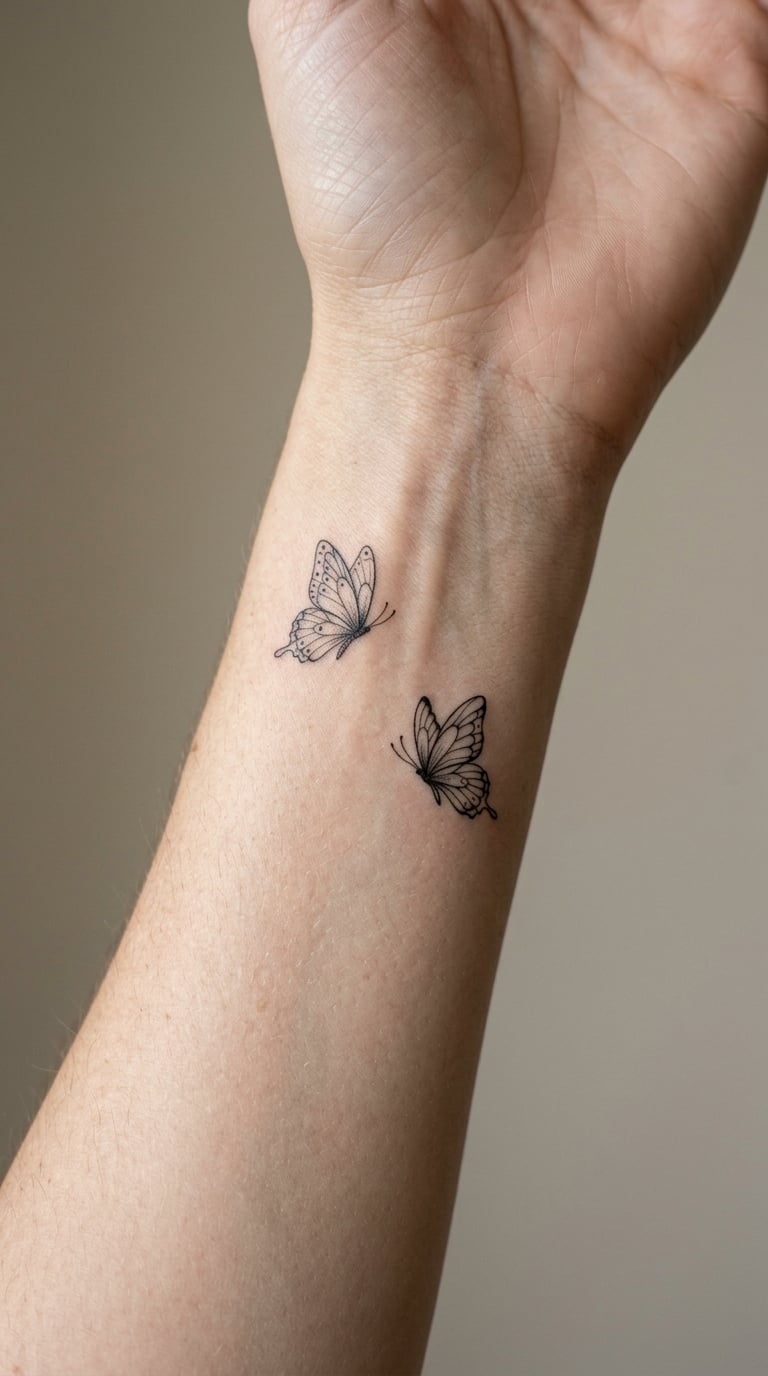 Two Butterflies in Flight