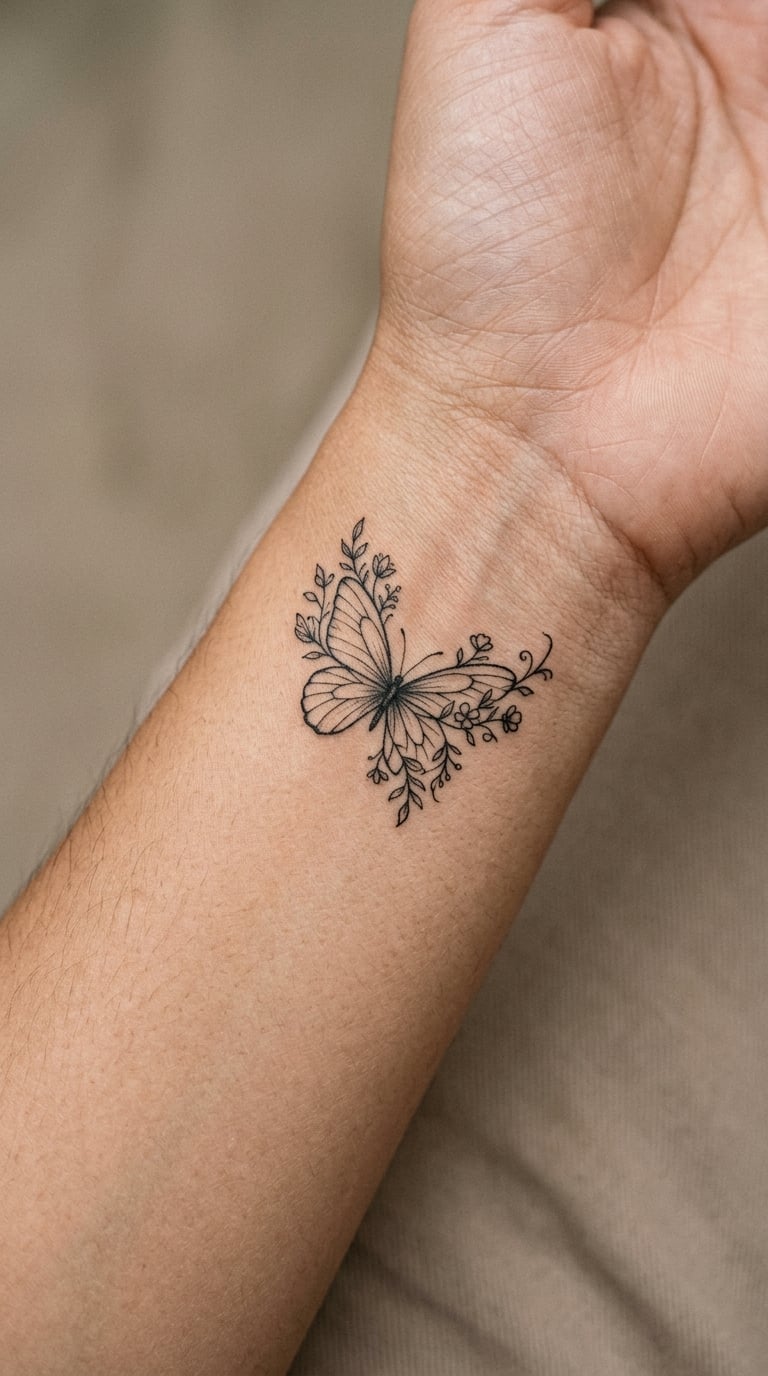 Floral Wing Butterfly for a Nature Sleeve