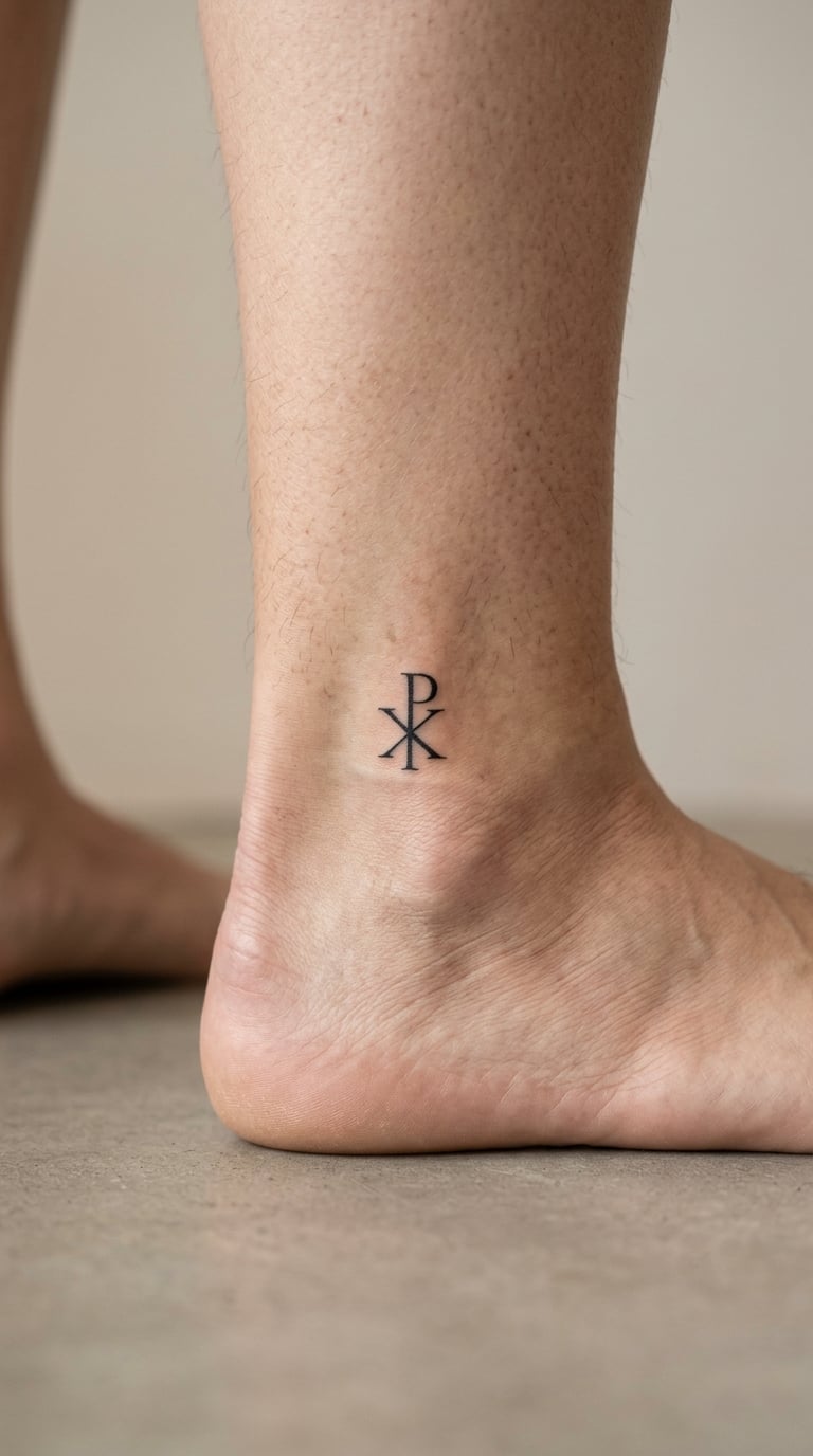 Chi-Rho Symbol on the Side of the Foot