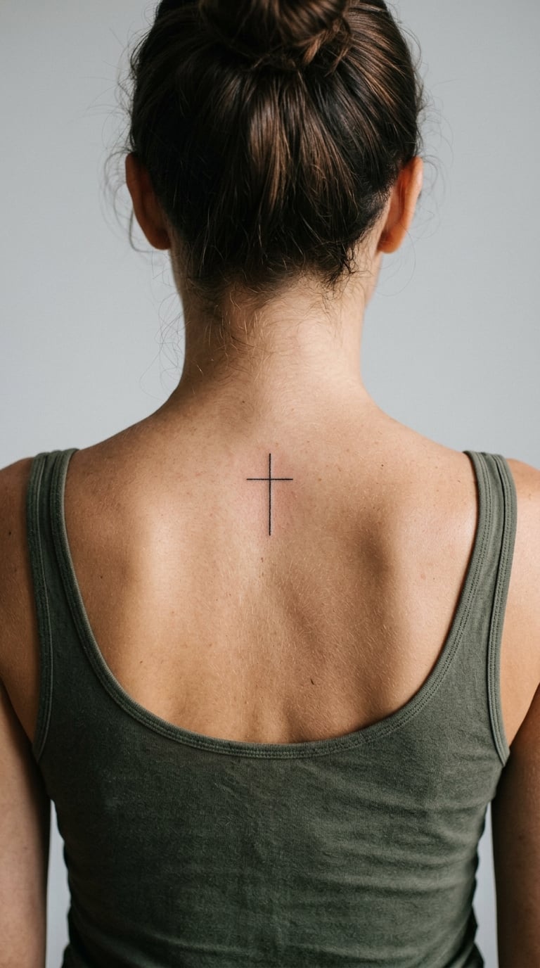 Cross on the Upper Back Between the Shoulder Blades