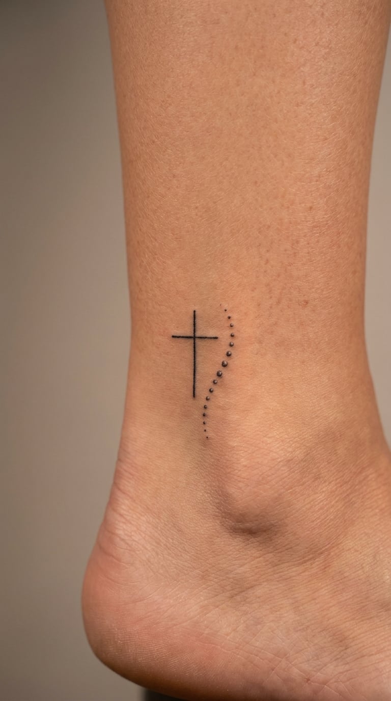 Rosary Chain Cross on the Ankle