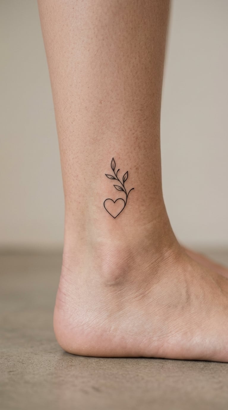 Heart with a Wildflower Stem on the Ankle