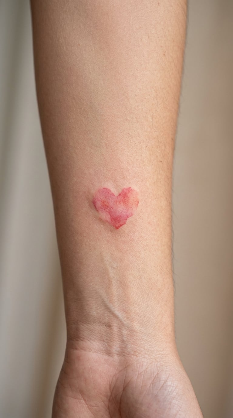 Watercolour Blush Heart on the Inner Arm