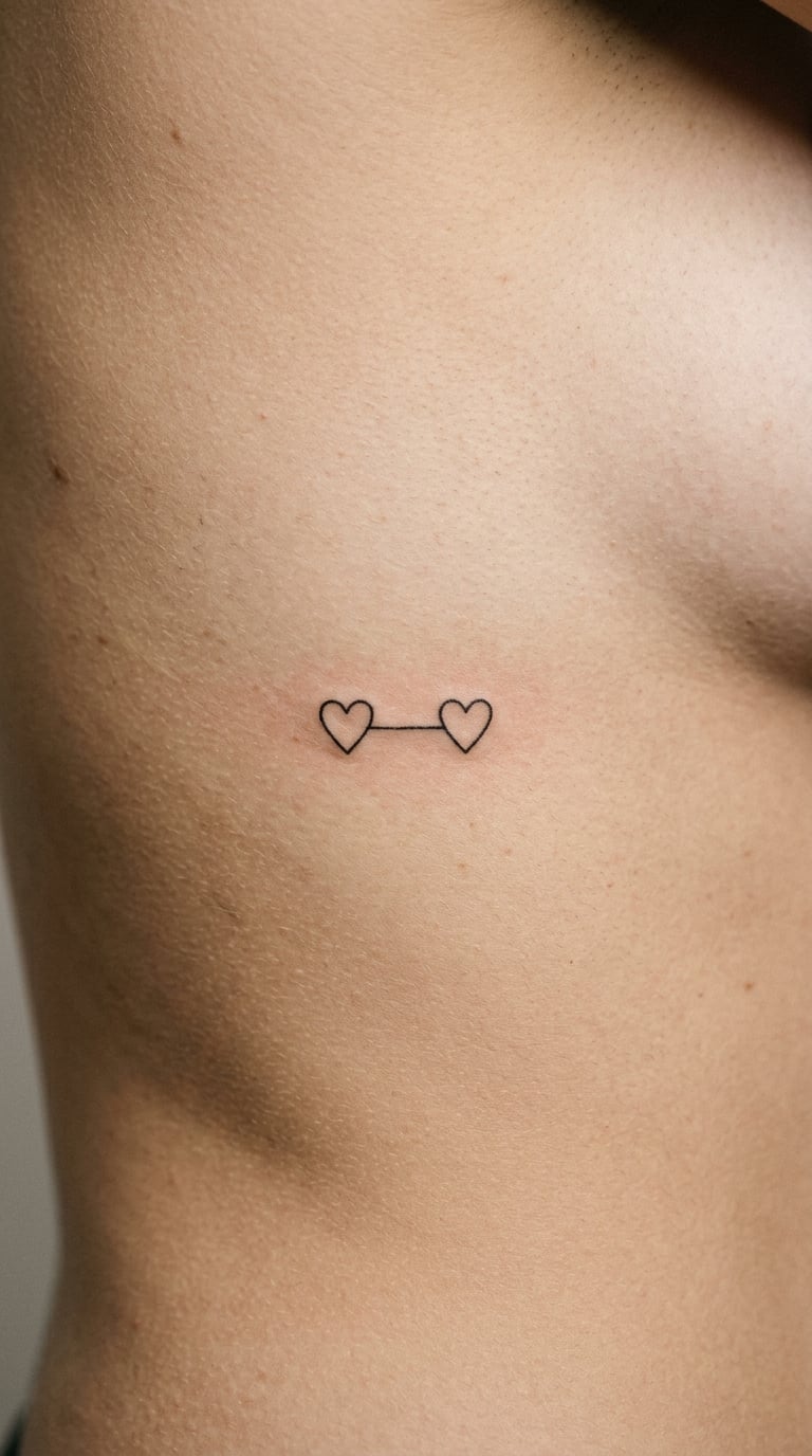 Two Hearts on a Fine Line Along the Rib