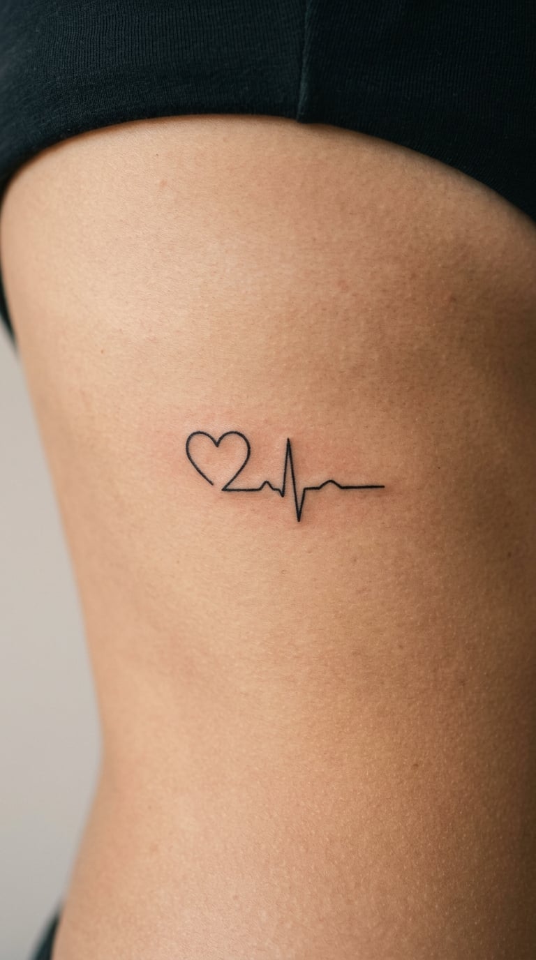 Heartbeat Line Heart on the Side of the Rib