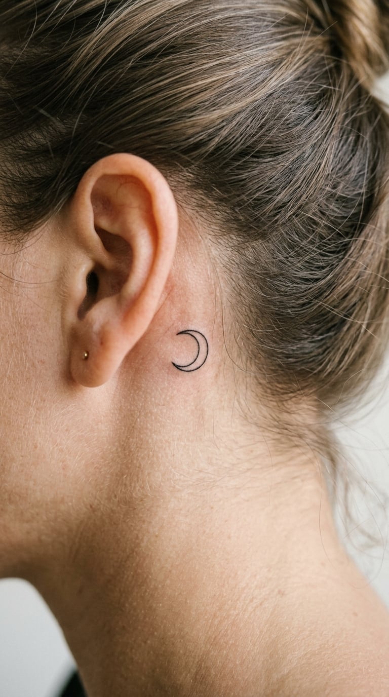 Fine-Line Crescent Behind the Ear