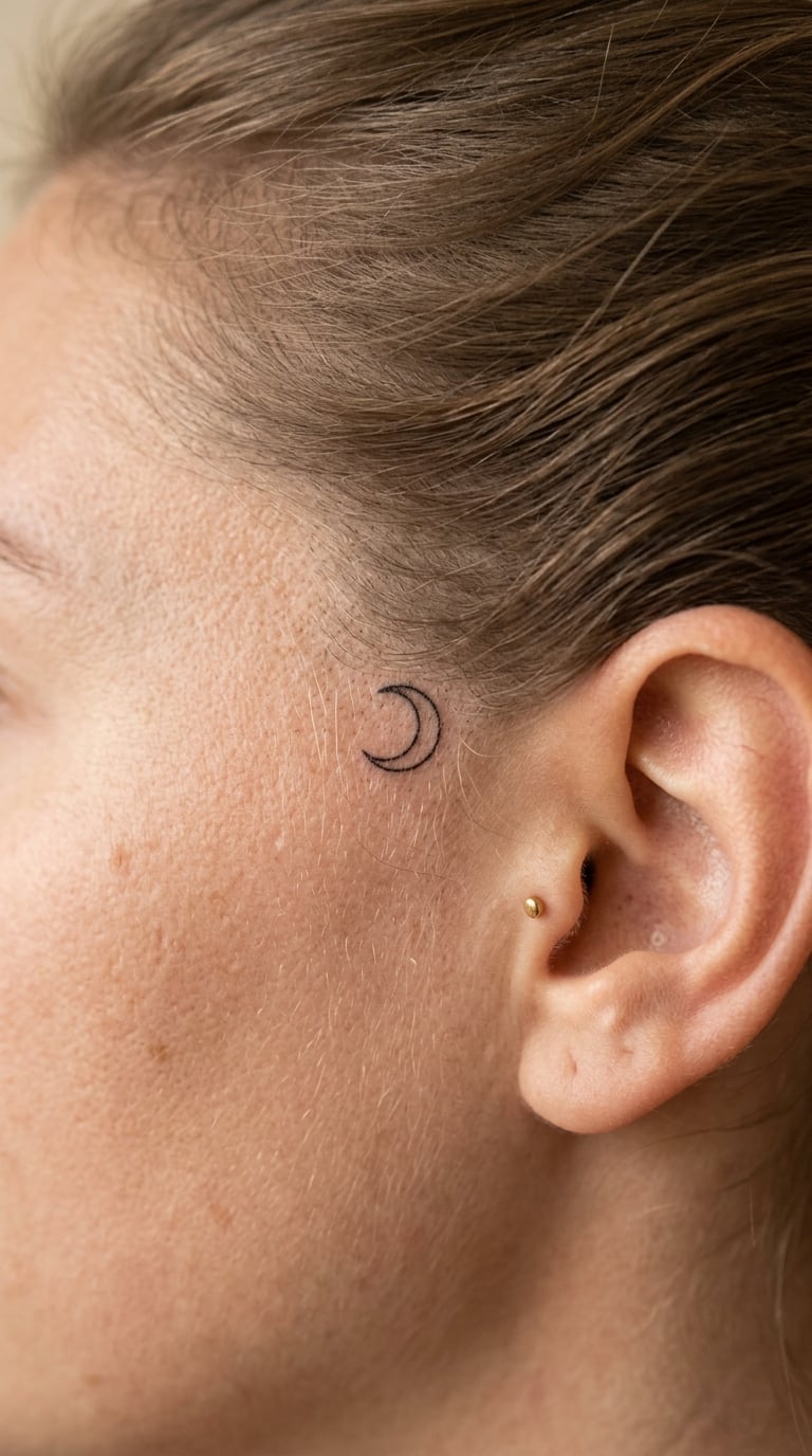 Crescent on the Hairline Above the Ear