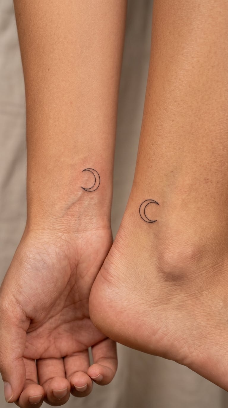 Matching Crescents on Wrist and Ankle