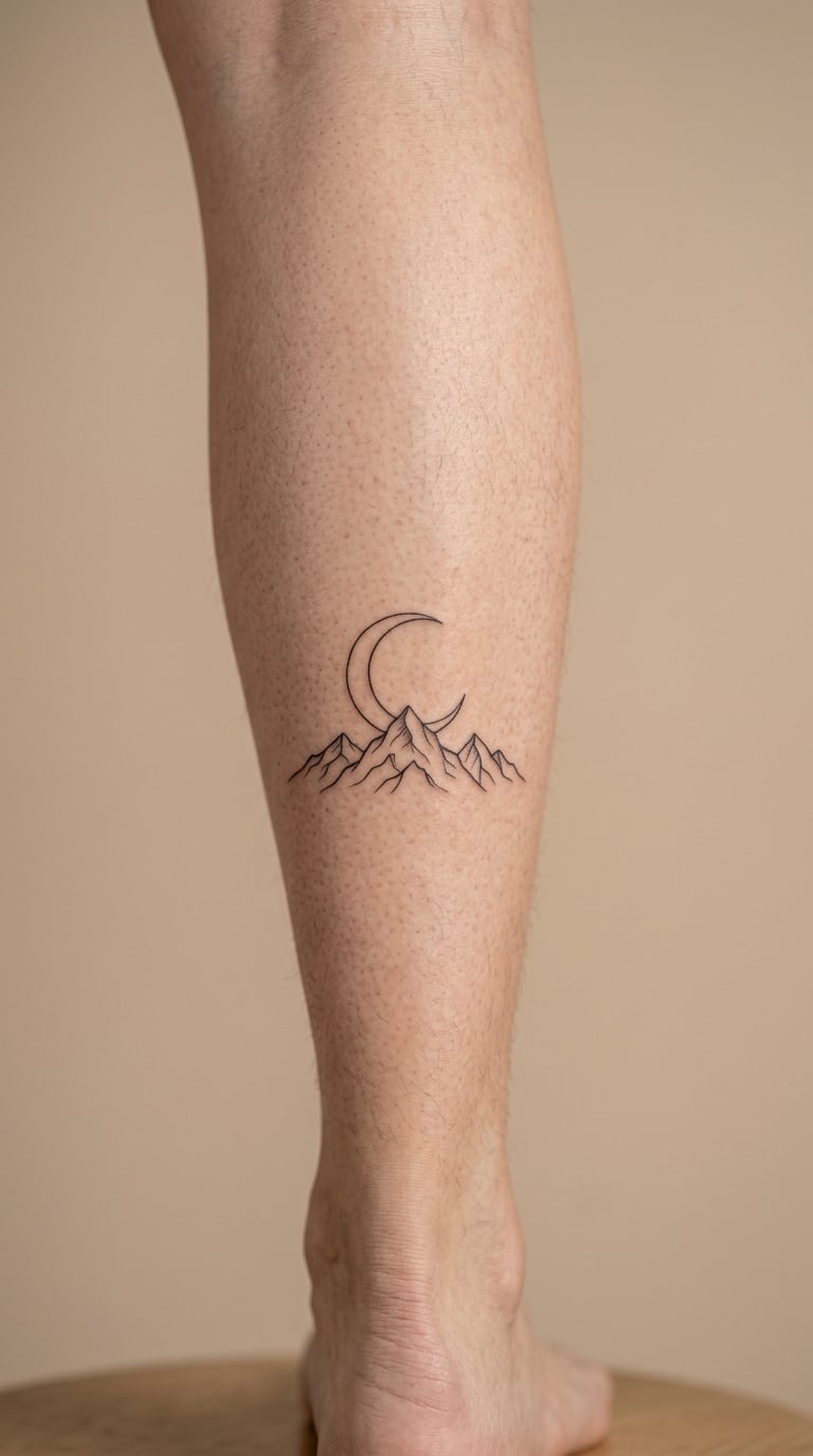 Crescent Over Mountain Peaks on the Shin
