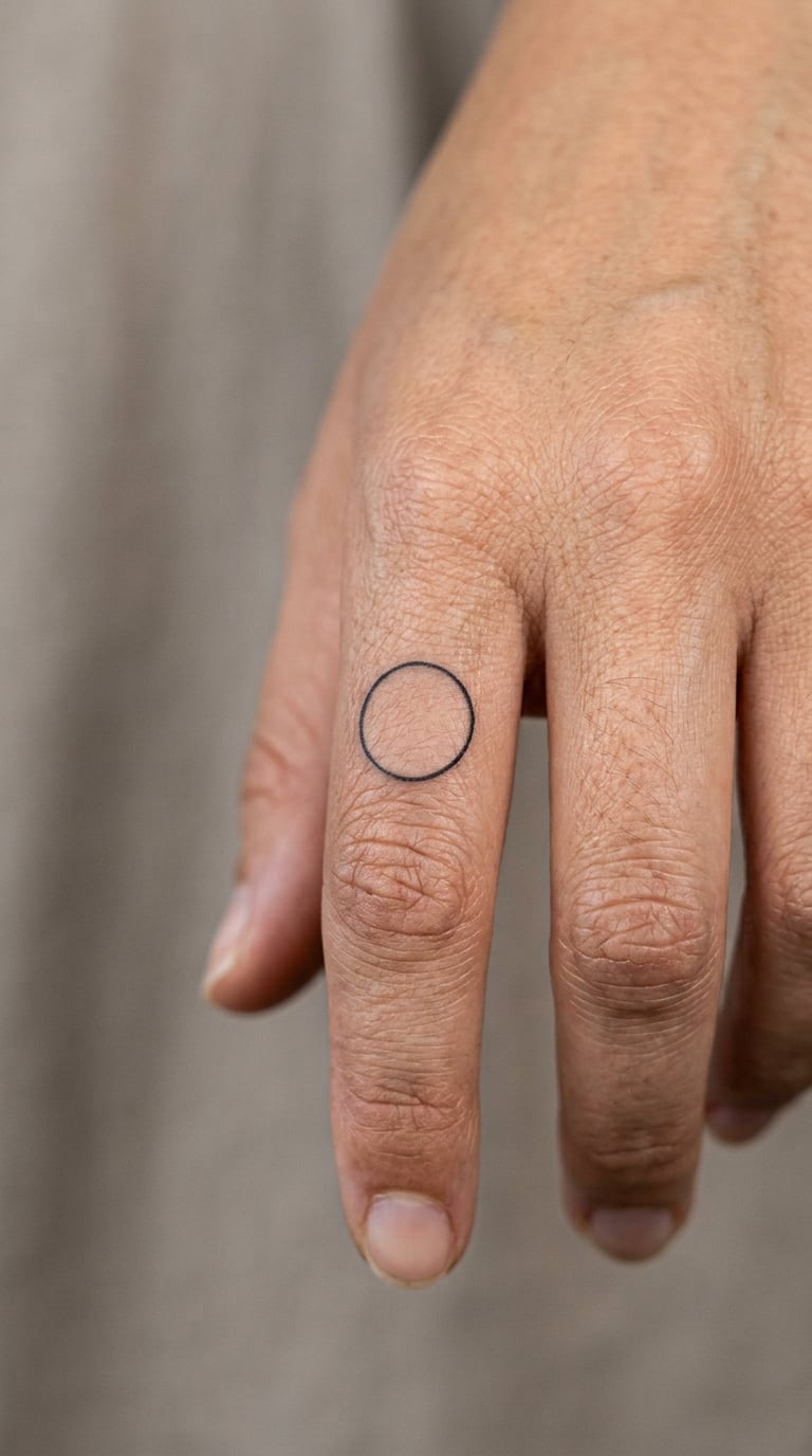 Outline Full Moon on the Side of the Index Finger