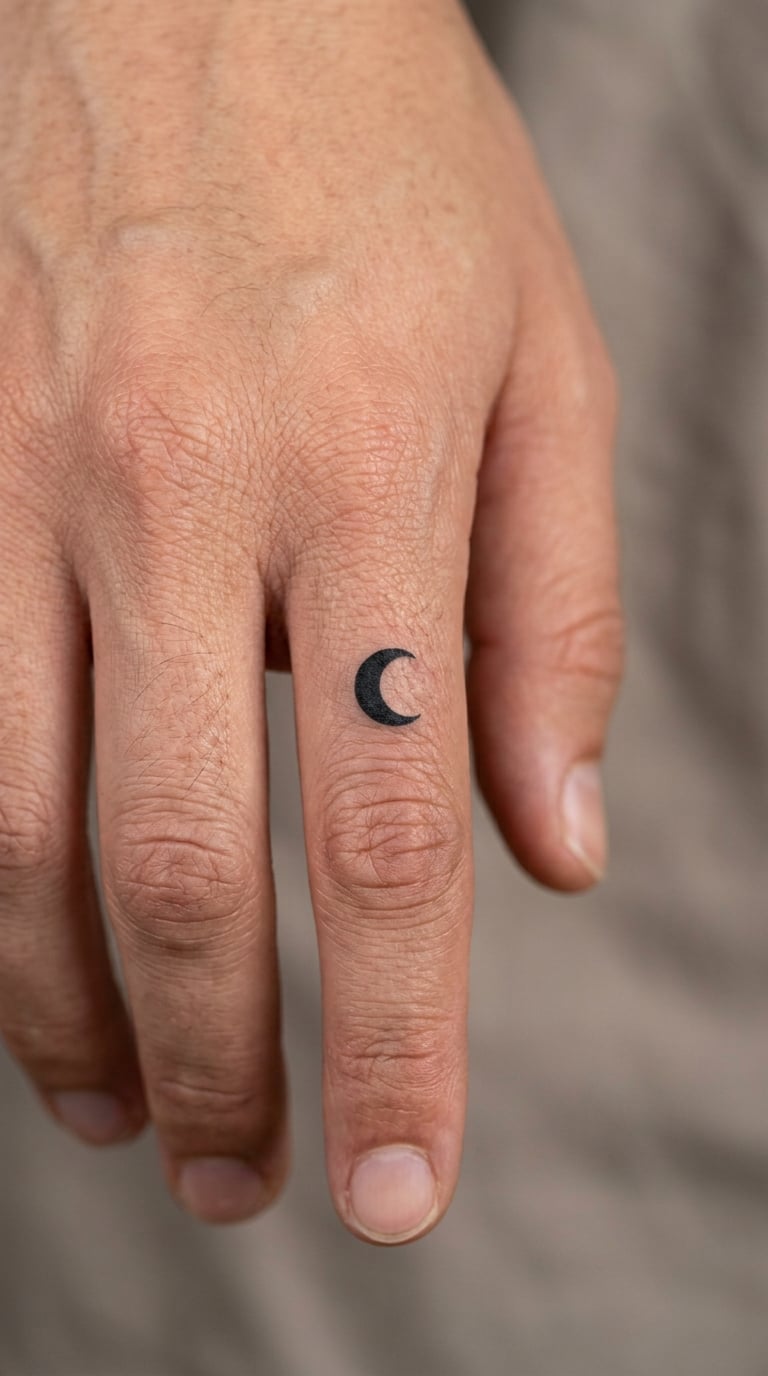 Solid Black Half Moon on a Knuckle