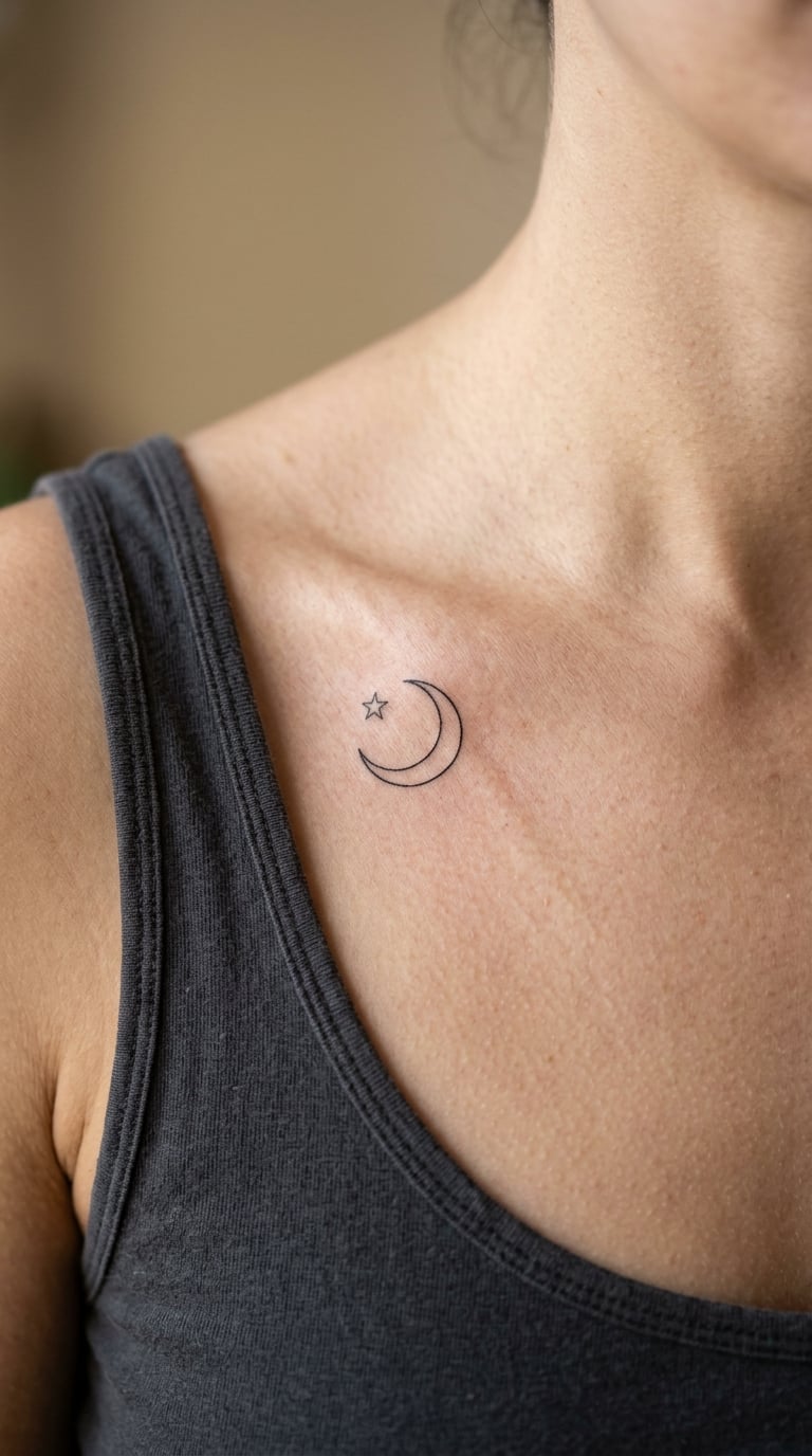 Crescent and One Star on the Collarbone